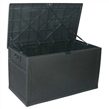 Rattan stílusú kültéri tárolódoboz zsanérokkal 450l